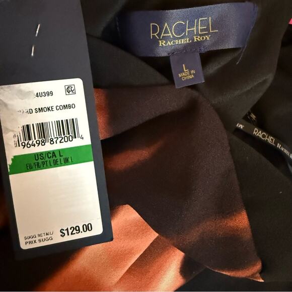 RACHEL Rachel Roy Alessia Contrast Scuba Crepe Dress Leopard Smoke Sz L - Picture 5 of 7